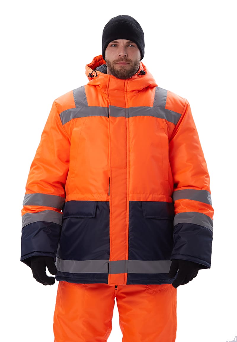 костюм зимний стим куртка полукомб цвет т синий оранжевый фото 30